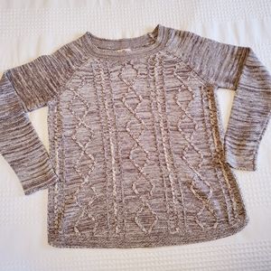 Brown and White Knit Sweater